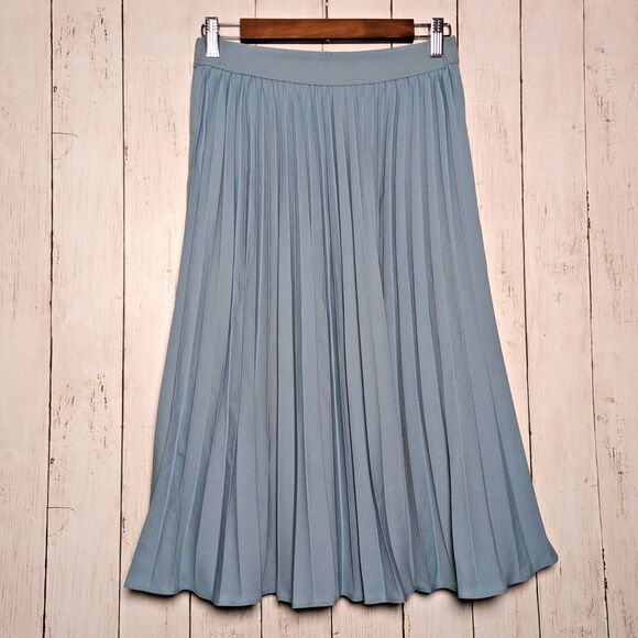 Kate Kasin Dresses & Skirts - Blue Pleated Midi Skirt Size M Office Academia Preppy Cottagecore NWT Kate Kasin